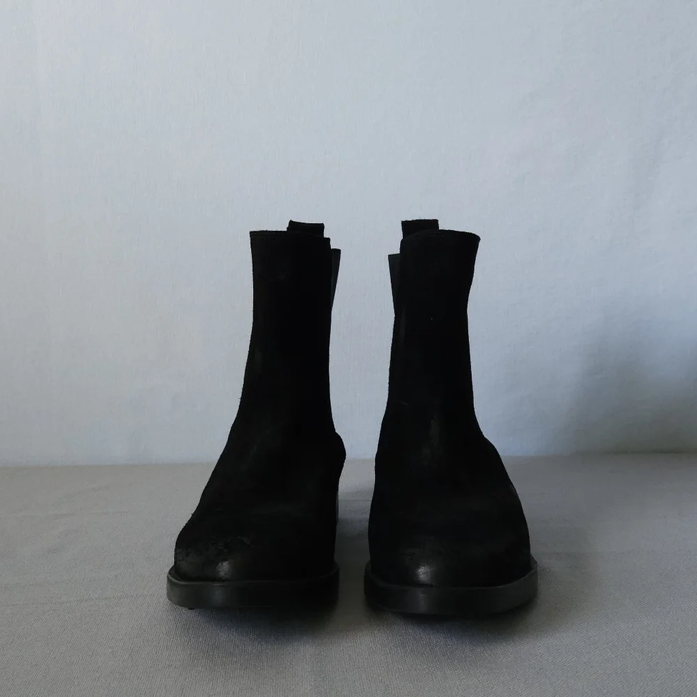 Emanuele Crasto Made in Italy Black Leather Chelsea Boots EU 40 / US 9 Suede New